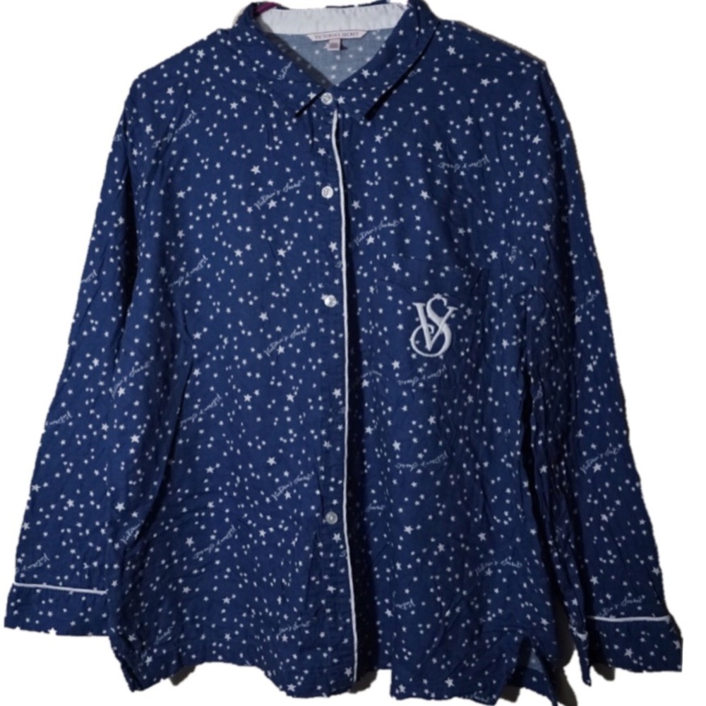 Long Sleeve Button Down Night Sleep Blouse Shirt
